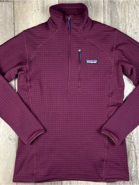 Patagonia Women’s R1 Pullover Night Plum Waffle Knit 1/2 Zip Polartec Size Small